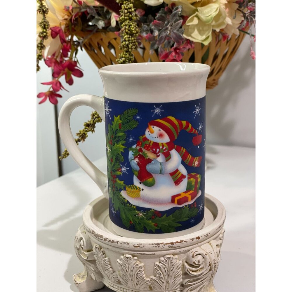 Royal Norfolk Snowman Holiday Mug 16 Oz Ceramic Dishwasher & Microwave Safe